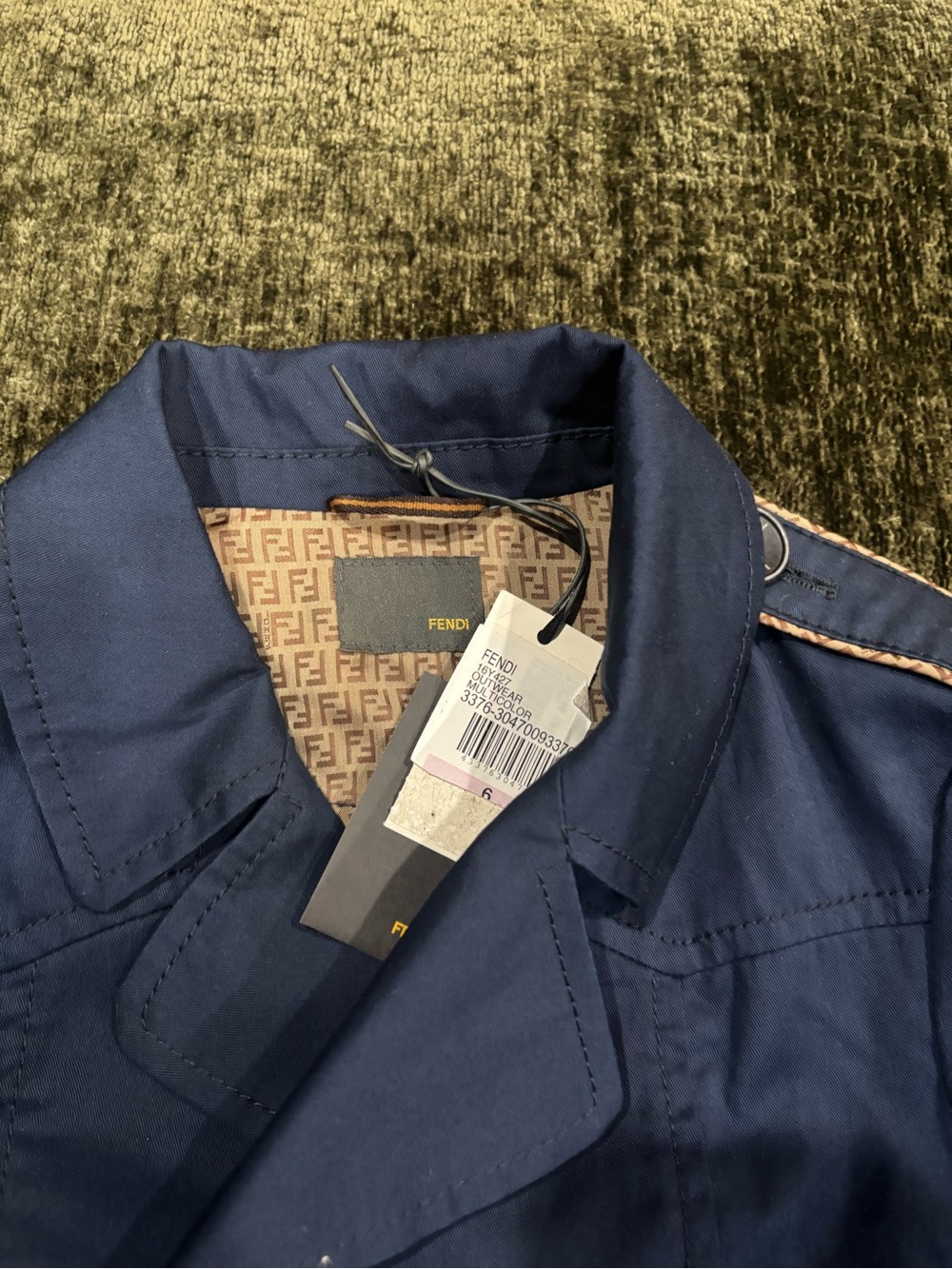 NWT Fendi Girls Navy Blue Double Breasted Jacket With FENDI logo On Trim 6A - Picture 9 of 13